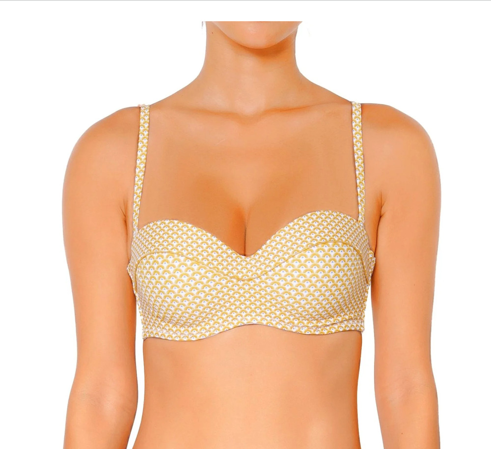 NWT Huit Sunkissed Yellow Bandeau Bikini Top 30C French Designer Underwire $119